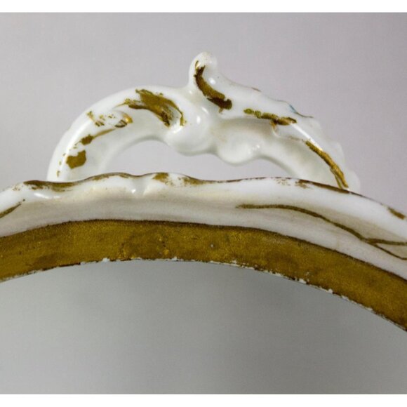 Antique LS&S Carlsbad Austria Vegetable Dish 7.5" Brown/Blue Flowers 1895-1917 - Picture 14 of 15